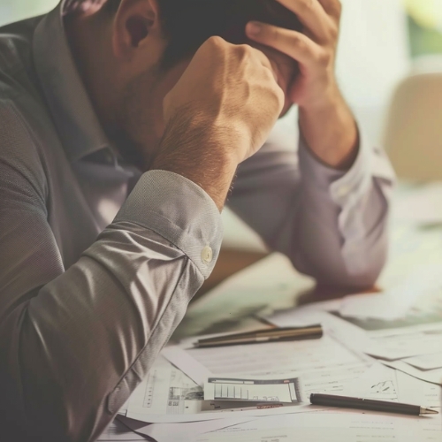 hombre pensativo sobre la insolvencia
